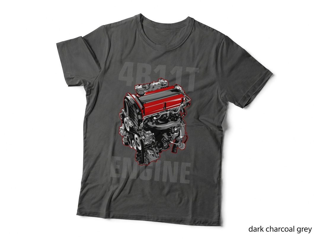 Vintage Car Engine Red Detailed Mechanical Parts T-Shirt