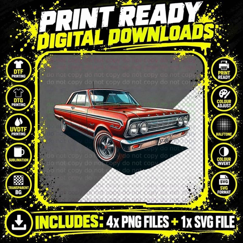 Vintage Car Sf-168 Red Retro Classic T-Shirt Png SVG Digital Bundle
