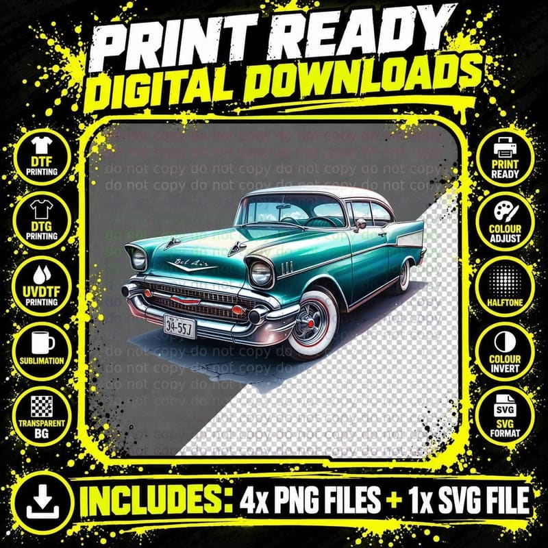 Vintage Car Sj-557 Teal Turquoise Retro Classic T-Shirt Png SVG Digital Bundle