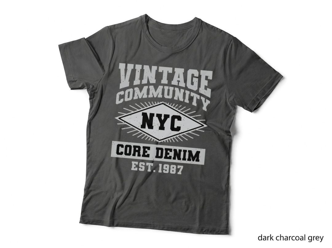 Vintage Community Nyc Core Denim Est.1987 Diamond Badge Distressed T-Shirt