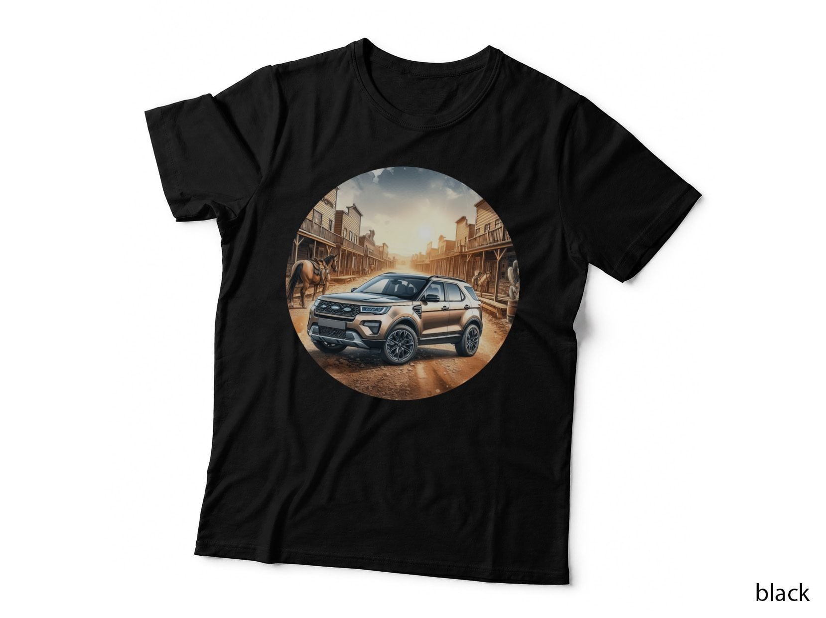 Vintage Western Town SUV Cream in Old West Saloon Dusty Buildings Retro T-Shirt
