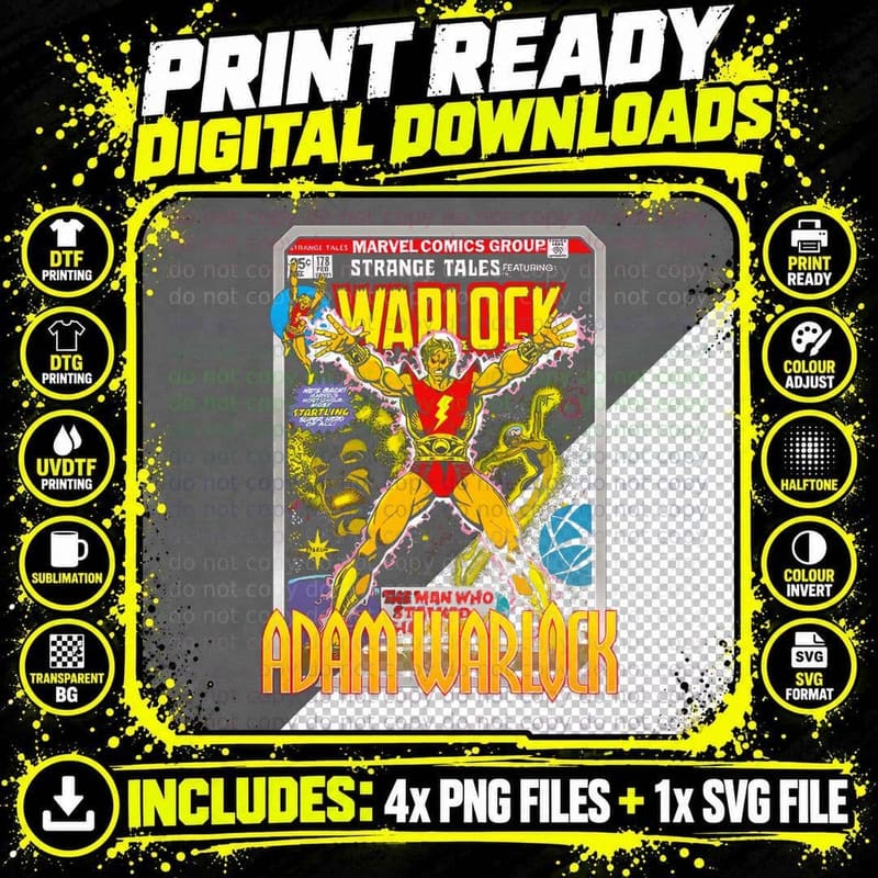 Warlock Strange Tales Adam the Man Who Yellow Comic Png SVG Digital Bundle