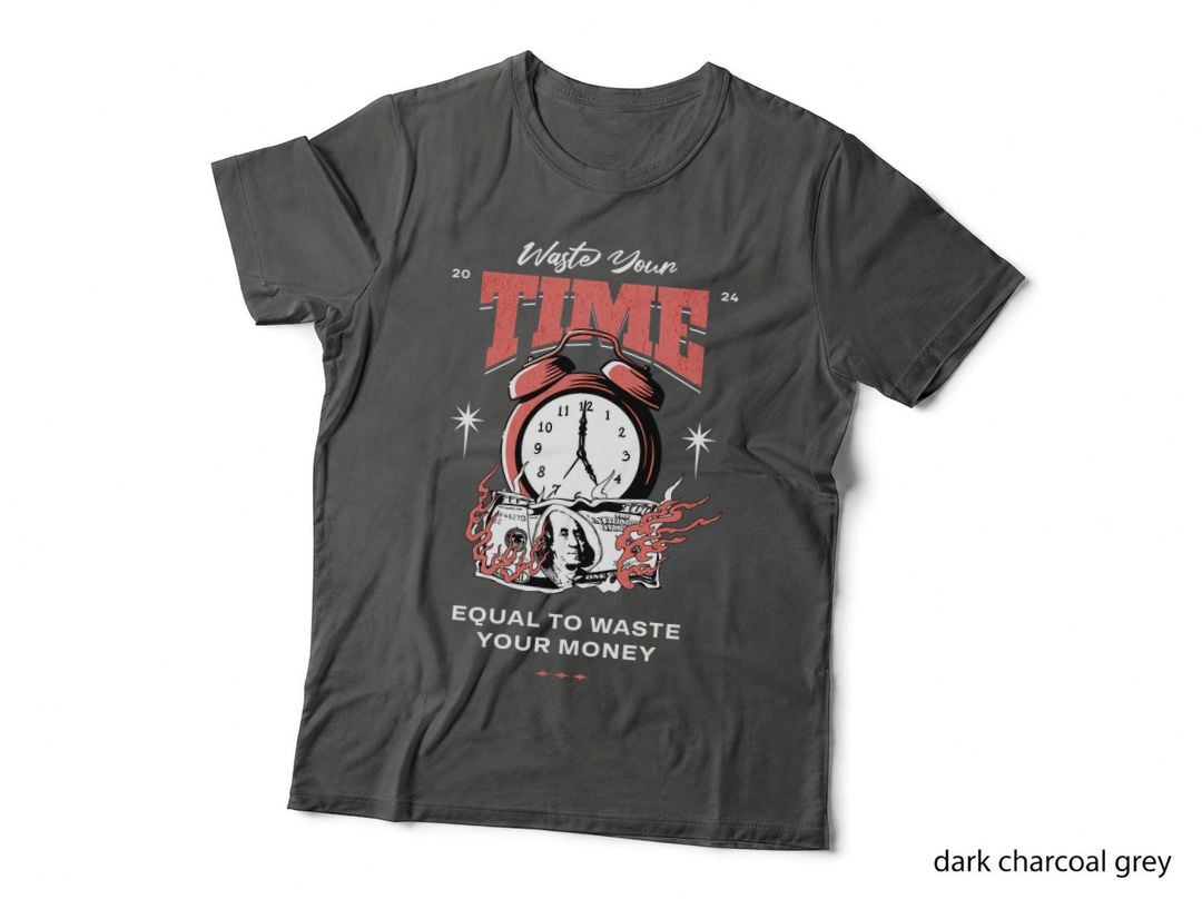 Waste Your Time Equal to Money Clock Red Alarm Fire Retro T-Shirt