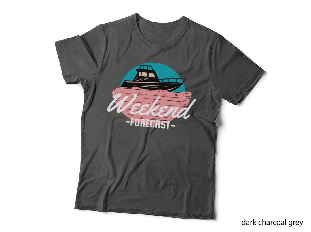 Weekend Forecast Boat Yacht Nautical Pink Vintage Aesthetic T-Shirt