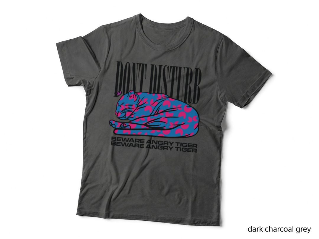 Wild Disturb Beware Angry Tiger Pink Blue Striped Fierce Animal T-Shirt
