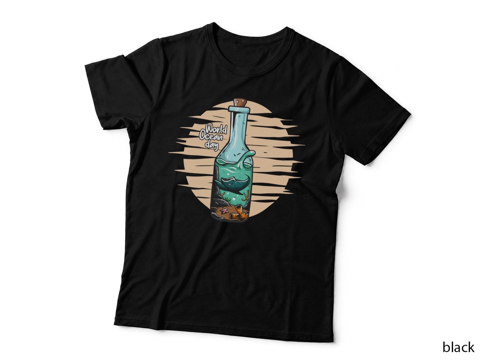 Wild Ocean Day Bottle with Inside Nature Marine Vintage T-Shirt