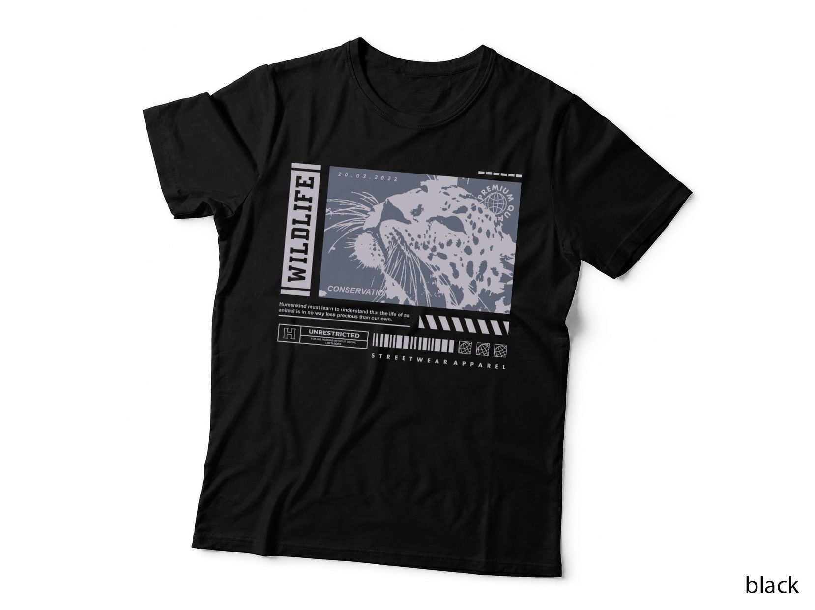 Wildlife Conservation Leopard Face Halftone Olive Tan Vintage T-Shirt