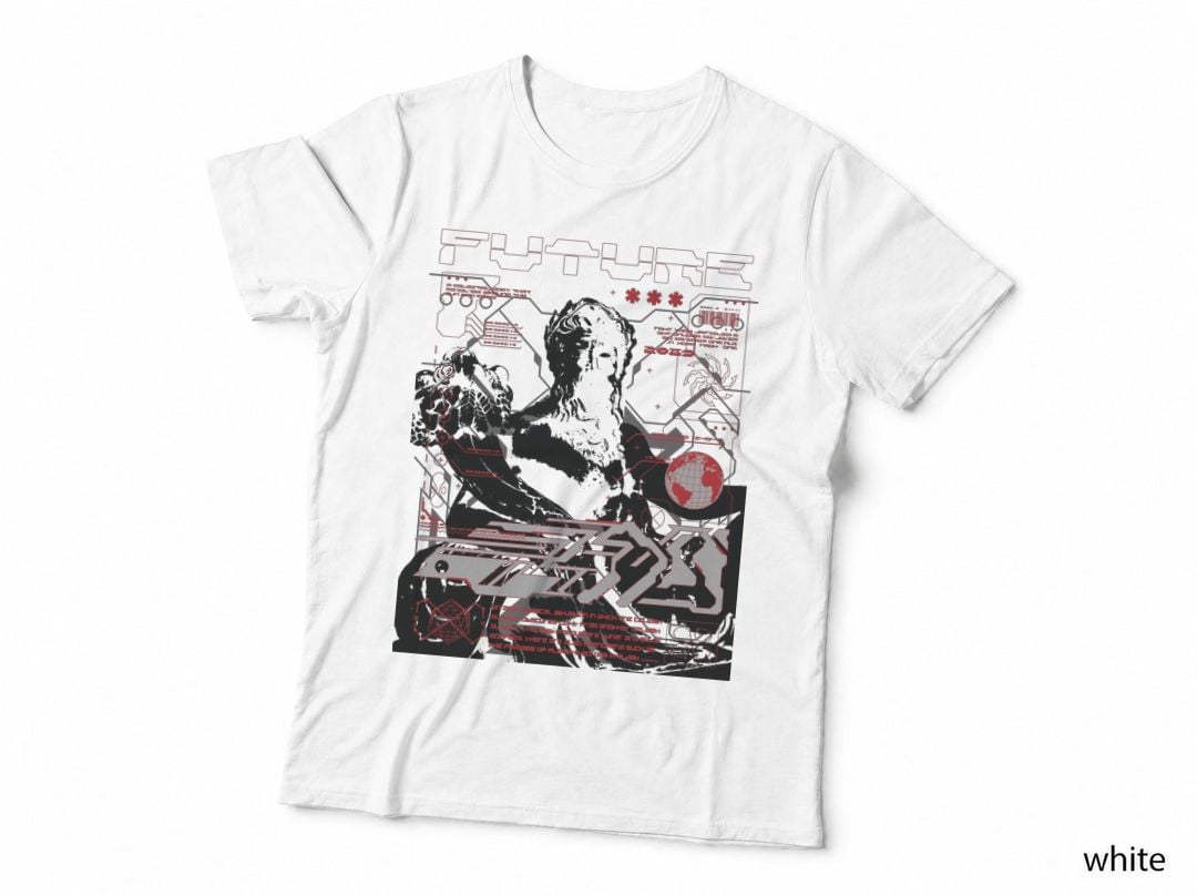 Woman Digital Red Tech Distressed Figure T-Shirt