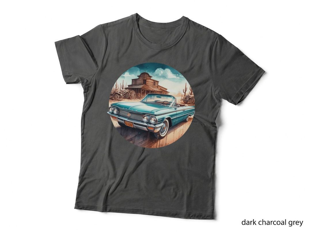 Wooden Western Town Architecture Teal Retro T-Shirt