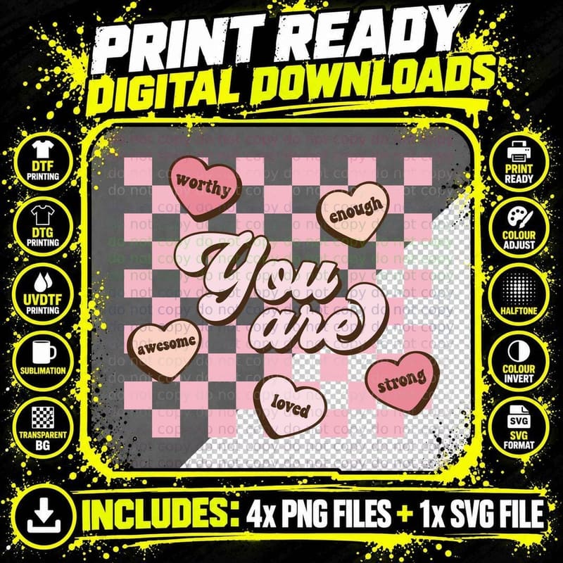 You Are Checkerboard Are Worthy Enough Awesome Strong Png SVG Digital Bundle
