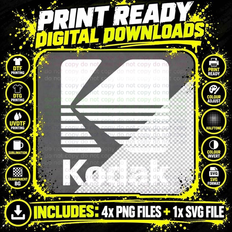 80's Vintage Kodak Logo - White Sweatshirt Png SVG Digital Bundle