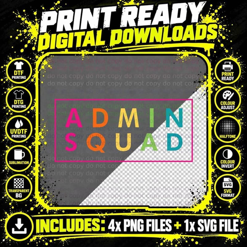 Admin Squad Administrative Assistant Office Team Vintage Png SVG Digital Bundle