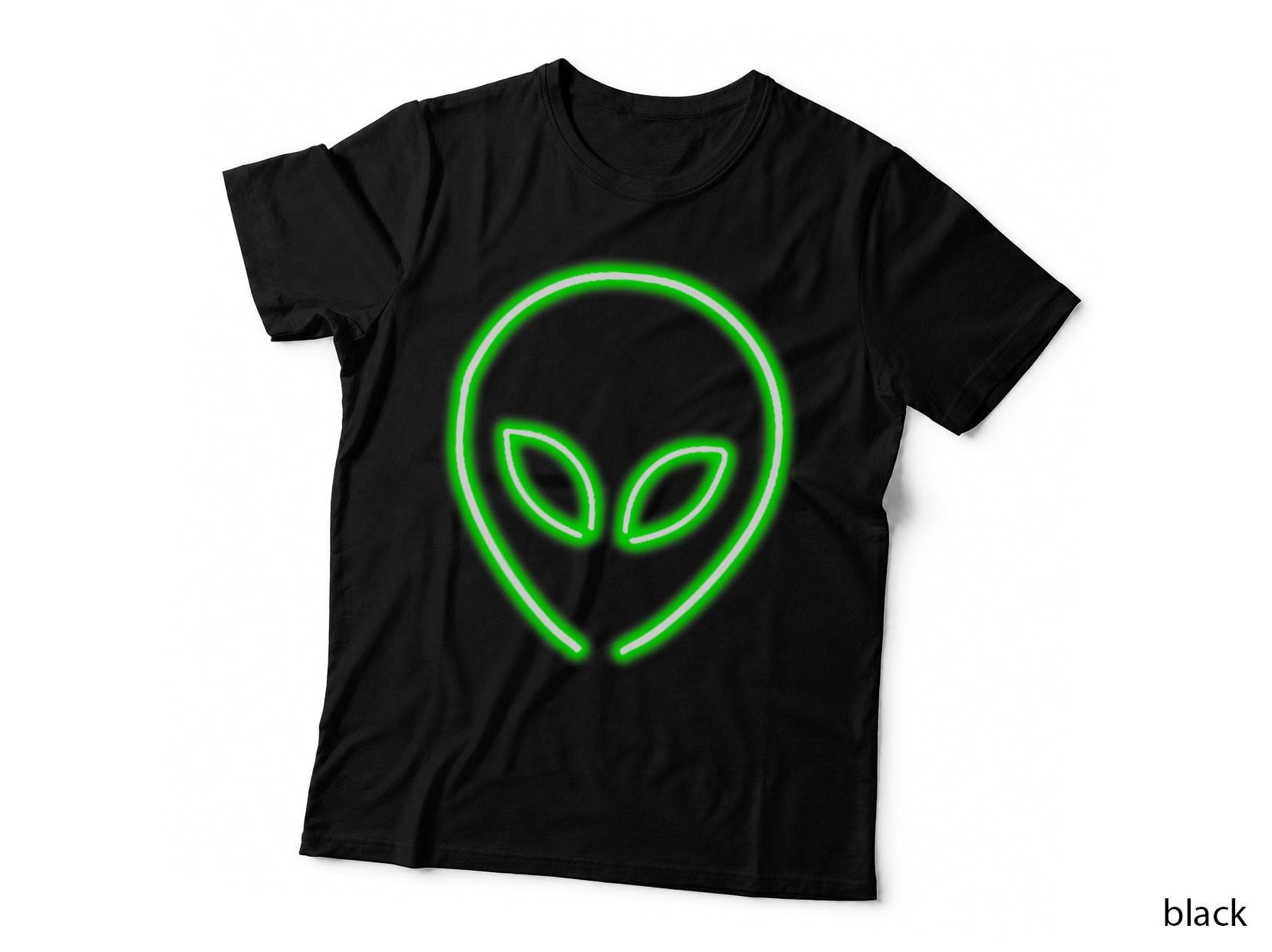 Alien Space Shirt Green UFO Sci-Fi Retro 70s Pocket Size T-Shirt