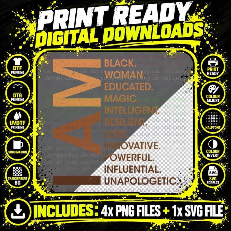 Am Black Woman Unapologetically Black History Month Png SVG Digital Bundle