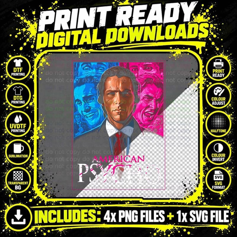 American Psycho Patrick Bateman Halftone T-Shirt Png SVG Digital Bundle