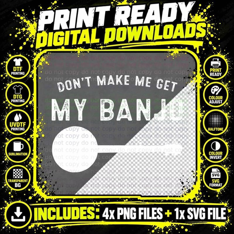 Banjo Bluegrass Music Vintage Gift for Banjo Players Png SVG Digital Bundle