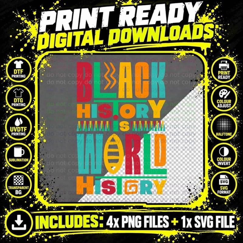 Black History World History Shirt, Retro Urban Fashion Png SVG Digital Bundle