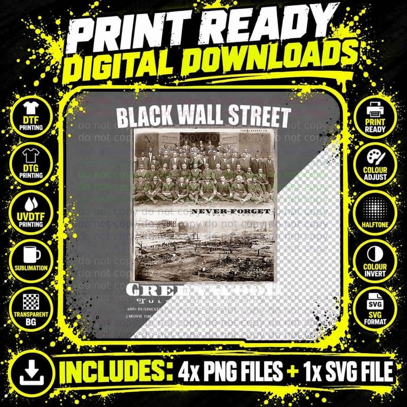 Black Wall Street - Vintage History Before and After Png SVG Digital Bundle