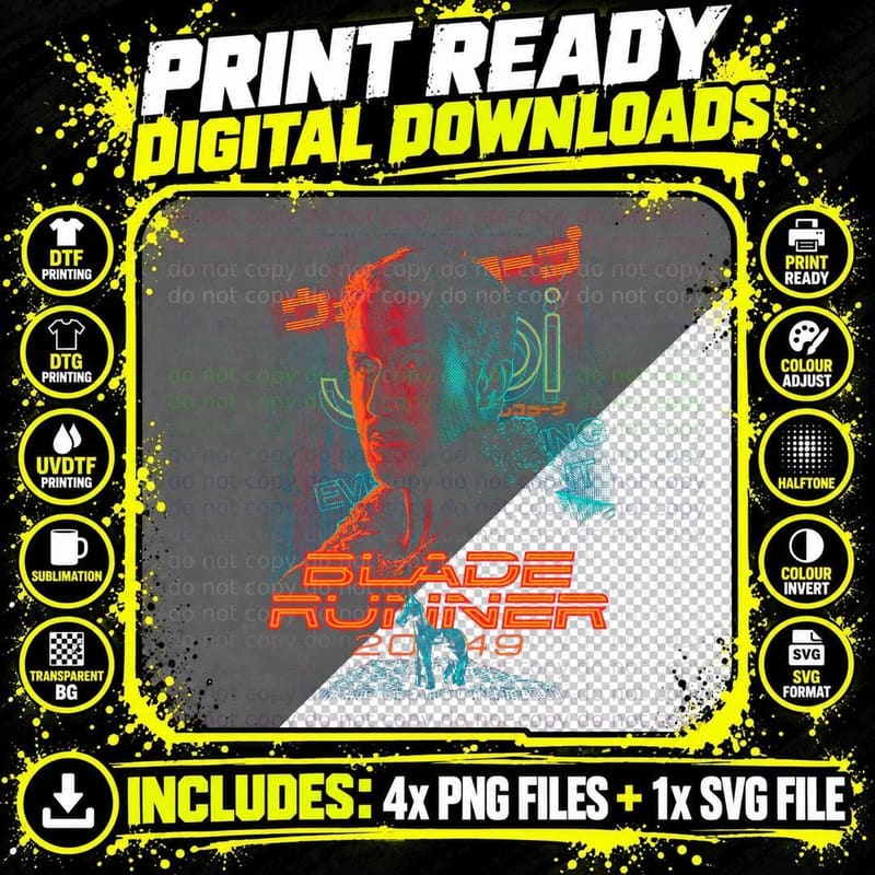 Blade Runner 2049 T-Shirt, Retro Sci-Fi Print Png SVG Digital Bundle