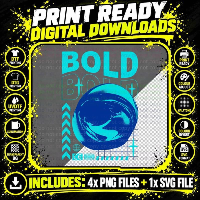 Bold Retro Urban Fashion T-Shirt, 80s Style Png SVG Digital Bundle