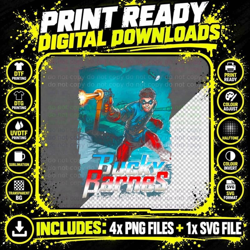 Bucky Barnes Comic Book T-Shirt, Retro Comic Book Png SVG Digital Bundle