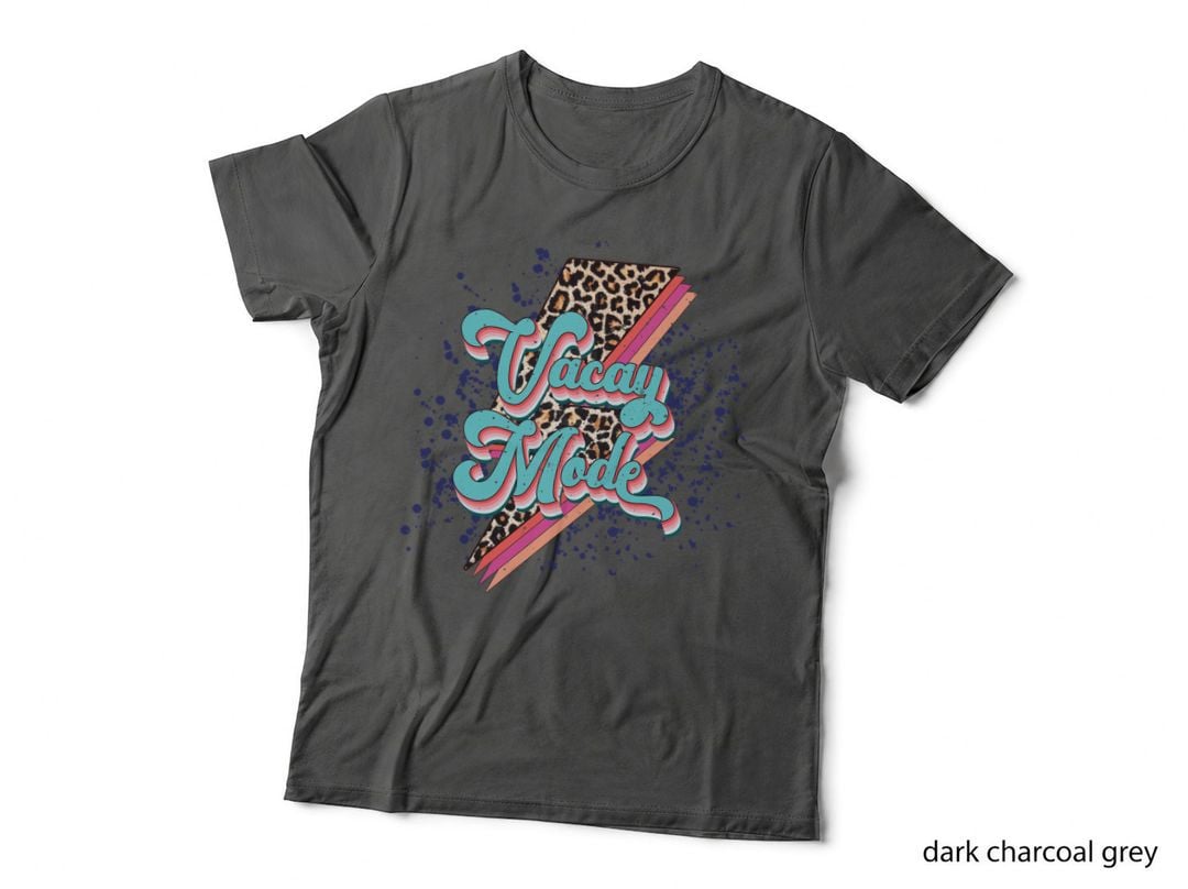 Cacao Mode Summer T-Shirt, Leopard Lightning Neon Retro Sunny Tee