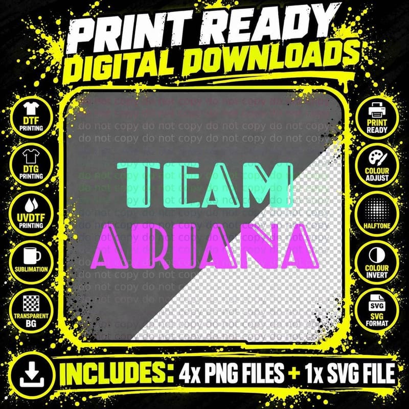 Cheer for Ariana, Show Support Be on Team Ariana 90s Png SVG Digital Bundle