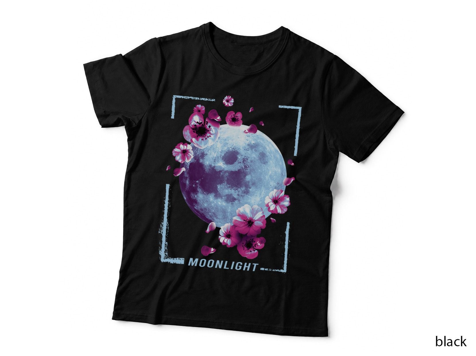 Cherry Blossom Moonlight Japanese Painting Retro Graphic T-Shirt