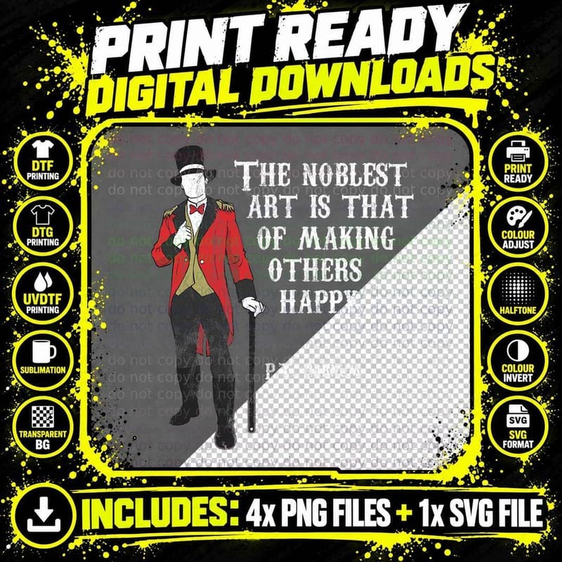 Circus Ring Master P.t. Barnum Quote, Vintage Showman Png SVG Digital Bundle