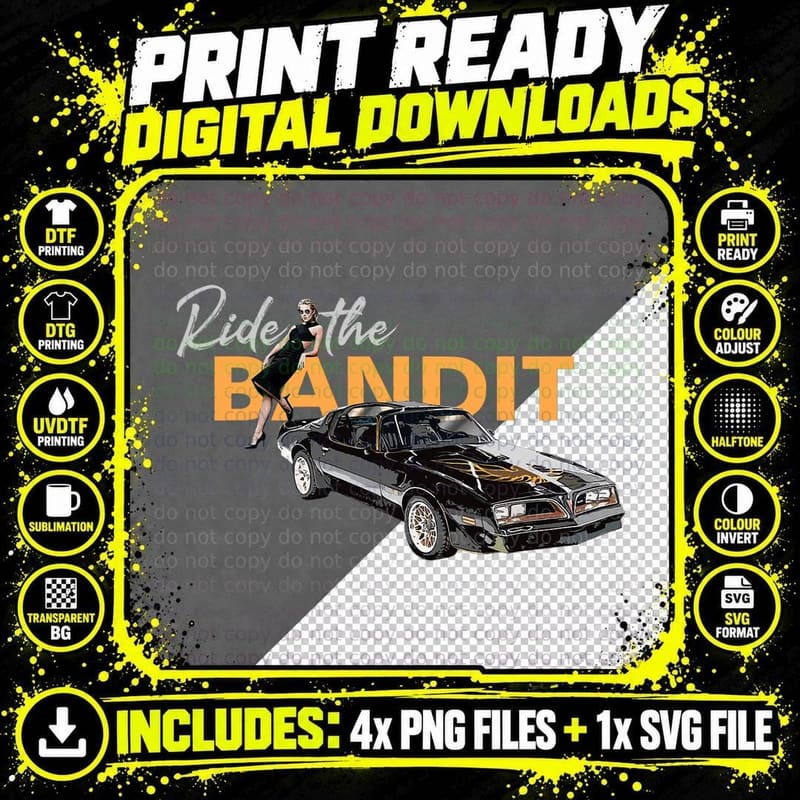 Classic CARS, 1977 Bandit TRANS AM Png SVG Digital Bundle