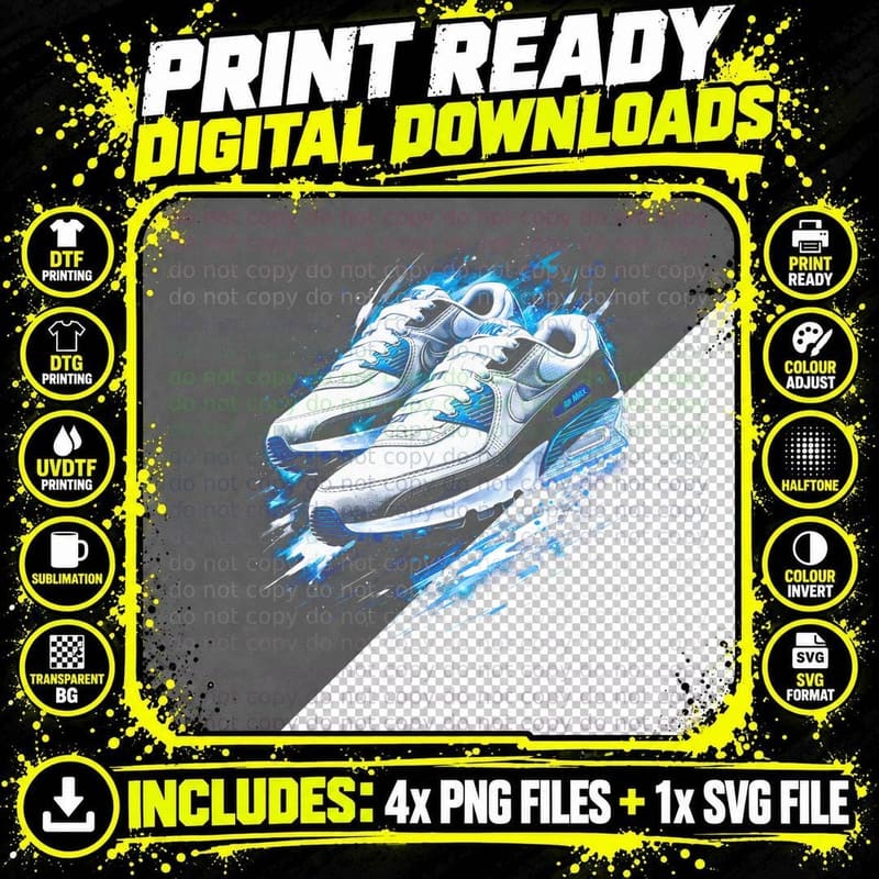 Classic Court Sneaker T-Shirt, Halftone Sneaker Art Png SVG Digital Bundle