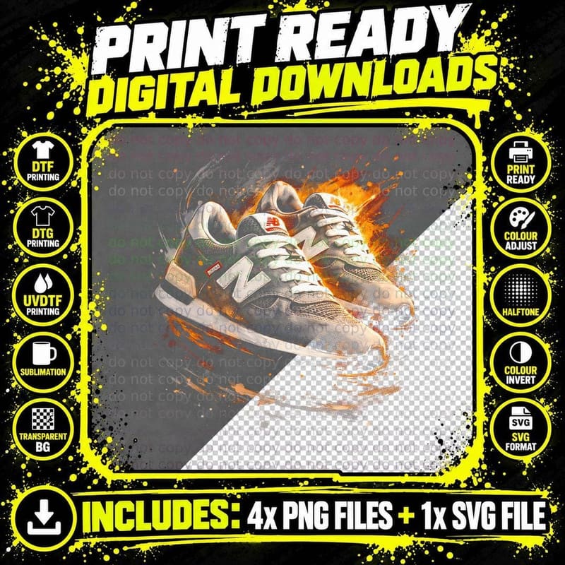 Classic Retro Court Trainer T-Shirt Png SVG Digital Bundle
