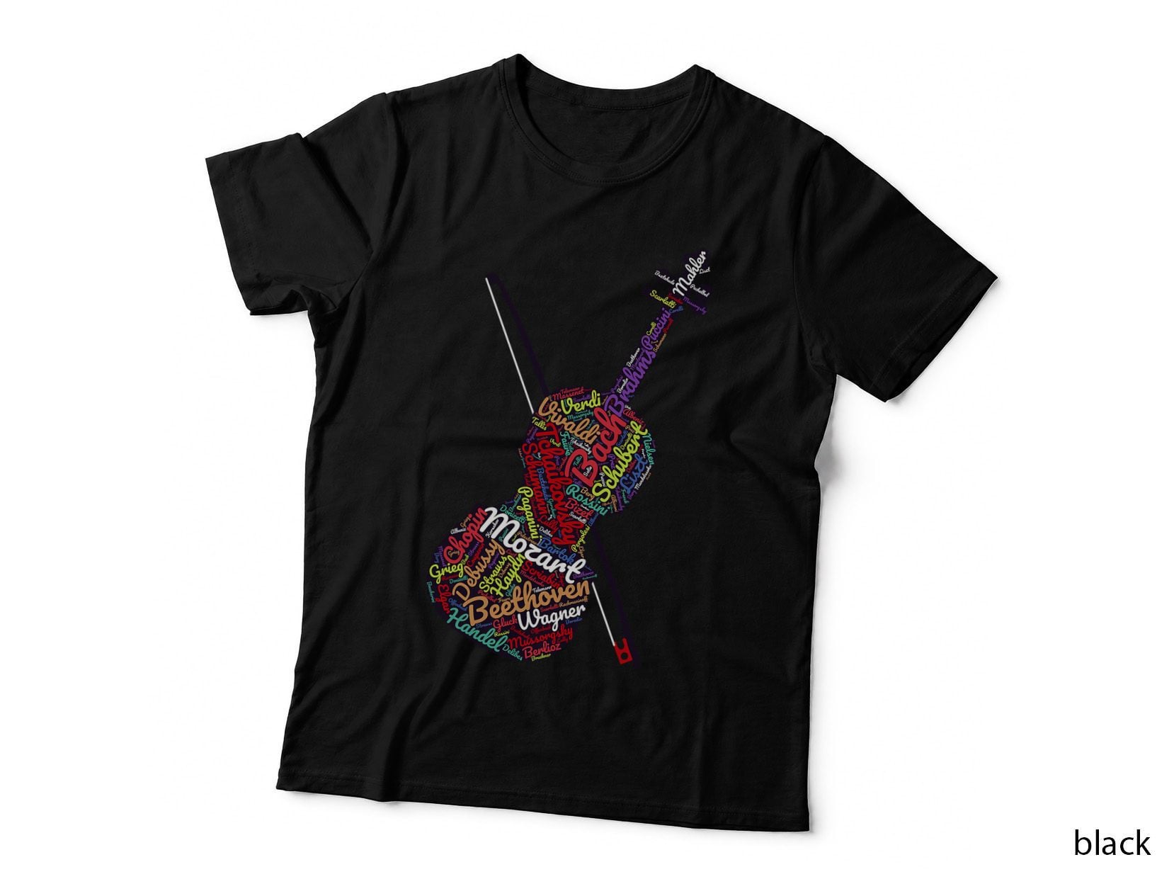 Classical Music Composers Violin Word Art, Composer Gift T-Shirt