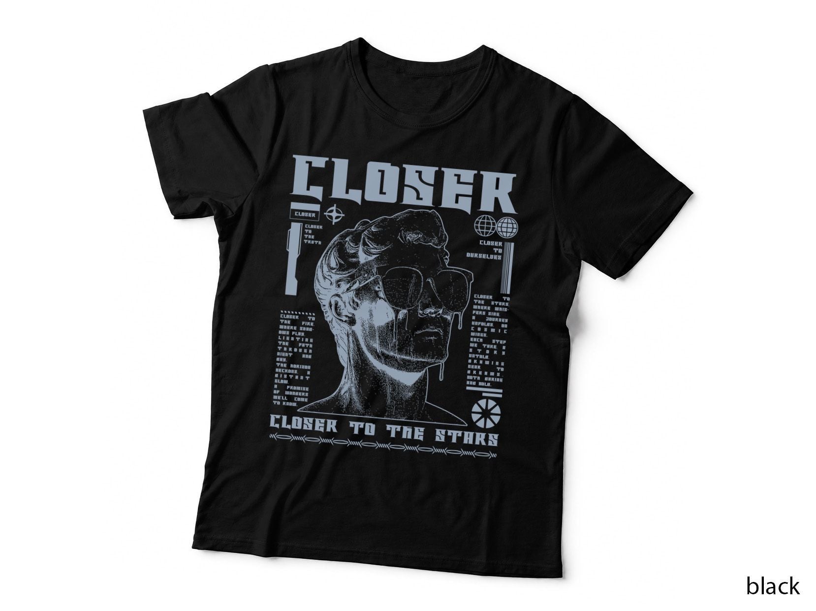 Closer to the Stars T-Shirt, Retro Urban Fashion, Sci-Fi Space Print T-Shirt