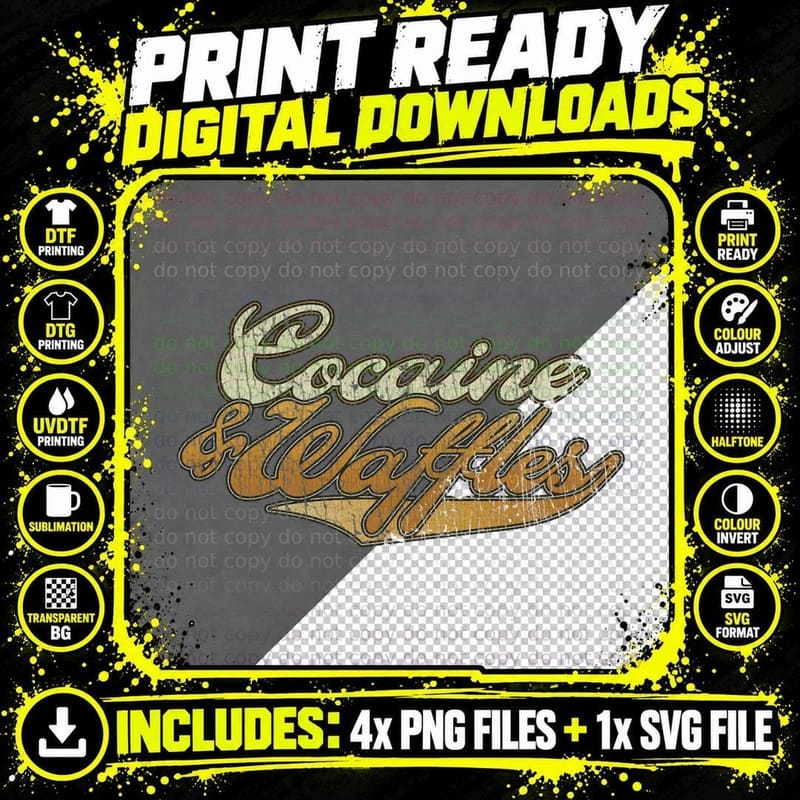Cocaine Waffles T-Shirt, 2000s Drug Culture Png SVG Digital Bundle