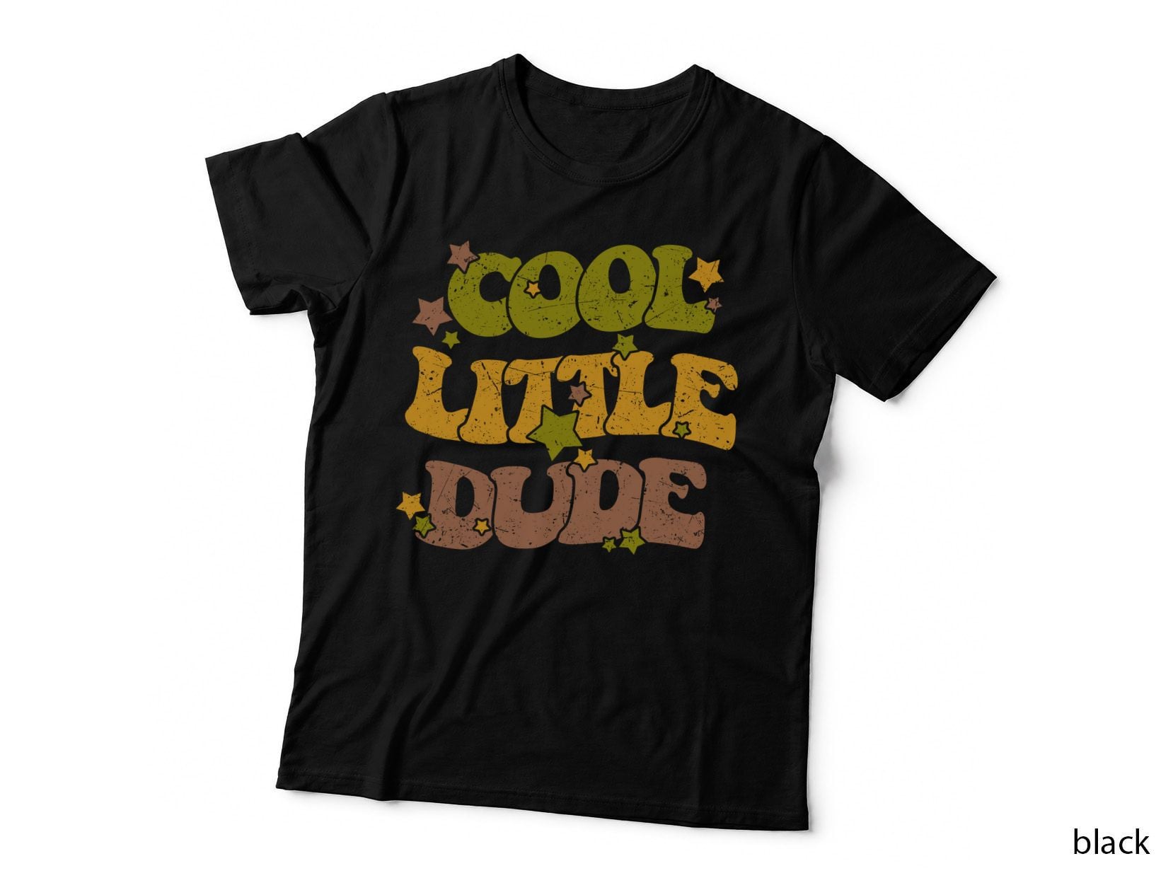 Cool Little Dude Toddler Kids T-Shirt, Retro Stars on T-Shirt Graphic Tee