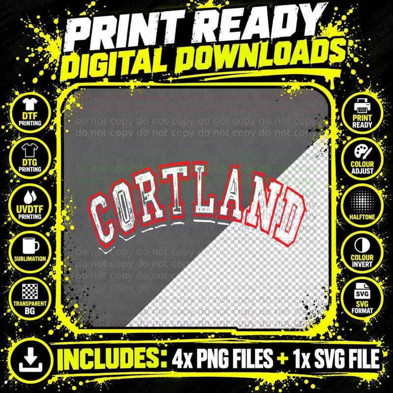 Cortland - New York Varsity Style - Crown City Vintage Png SVG Digital Bundle
