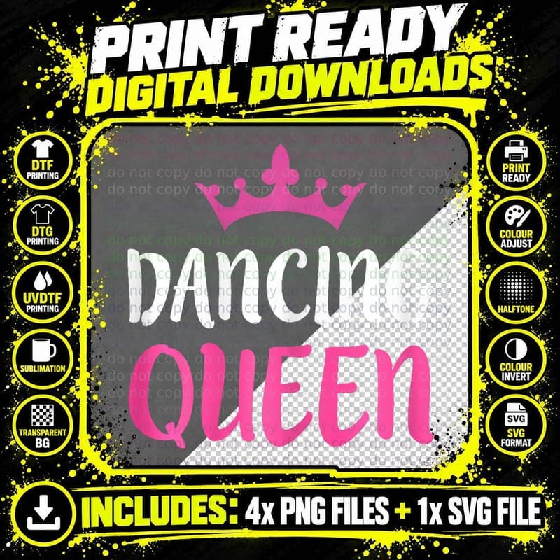 Dancing Queen T-Shirt Dance Lover Shirt, Music Fan Png SVG Digital Bundle