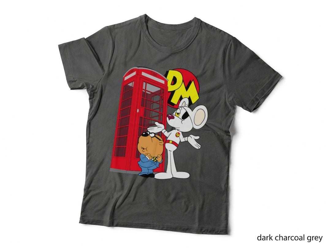 Danger Mouse Red Telephone Box, Retro London, British Iconic Artwork T-Shirt