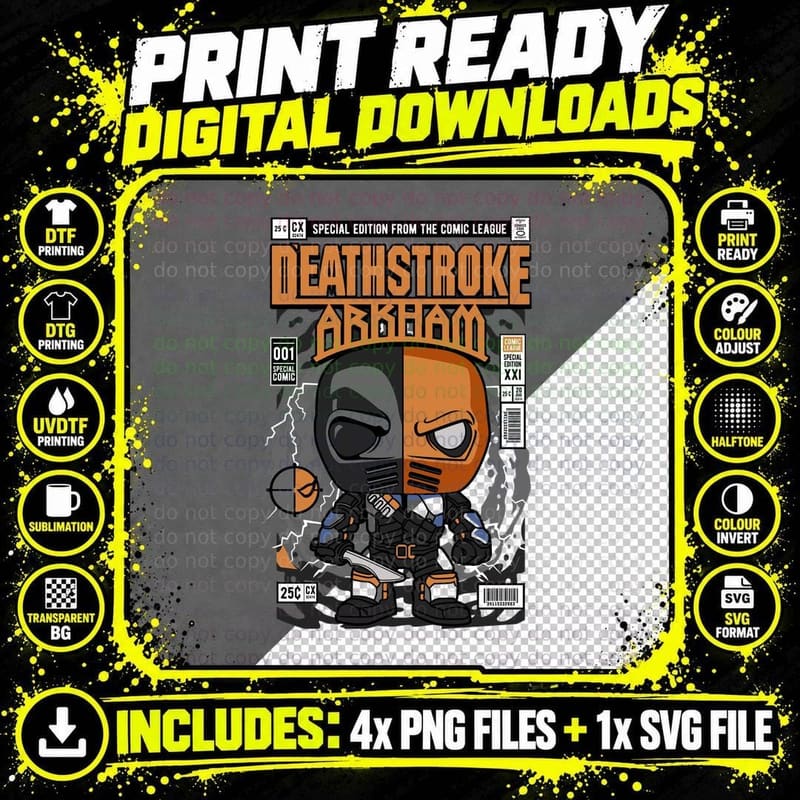 Deathstroke Comic Book T-Shirt, Retro Comic Art Png SVG Digital Bundle