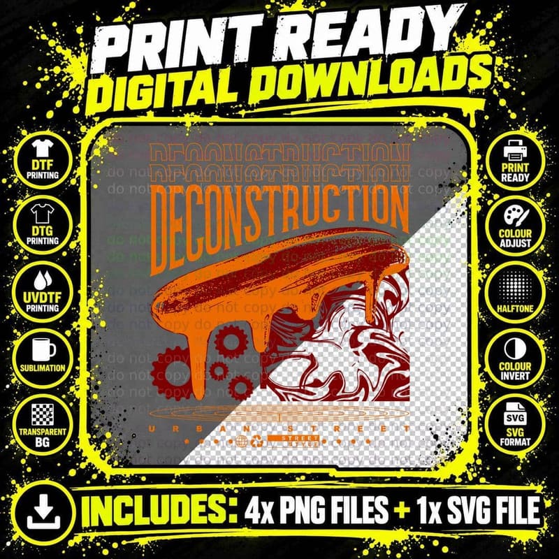 Deconstruction T-Shirt, Retro Urban Fashion Png SVG Digital Bundle