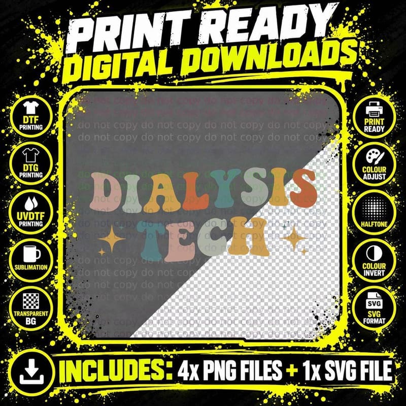 Dialysis Tech Dialysis Technician Appreciation Groovy Png SVG Digital Bundle