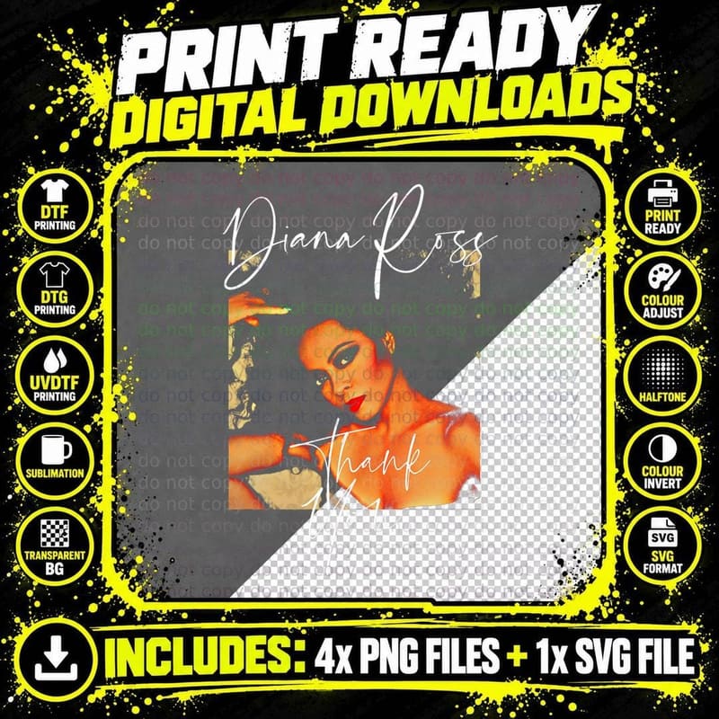 Diana Ross - Super Star, Vintage Soul Music Png SVG Digital Bundle