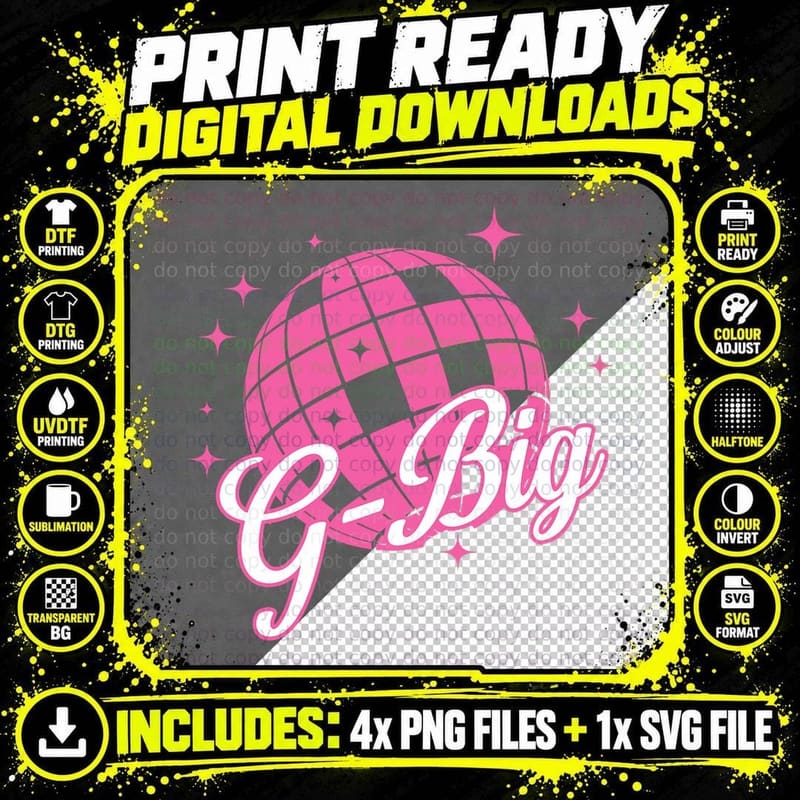 Disco Ball Retro G-Big Little Era Sorority Reveal Retro Png SVG Digital Bundle
