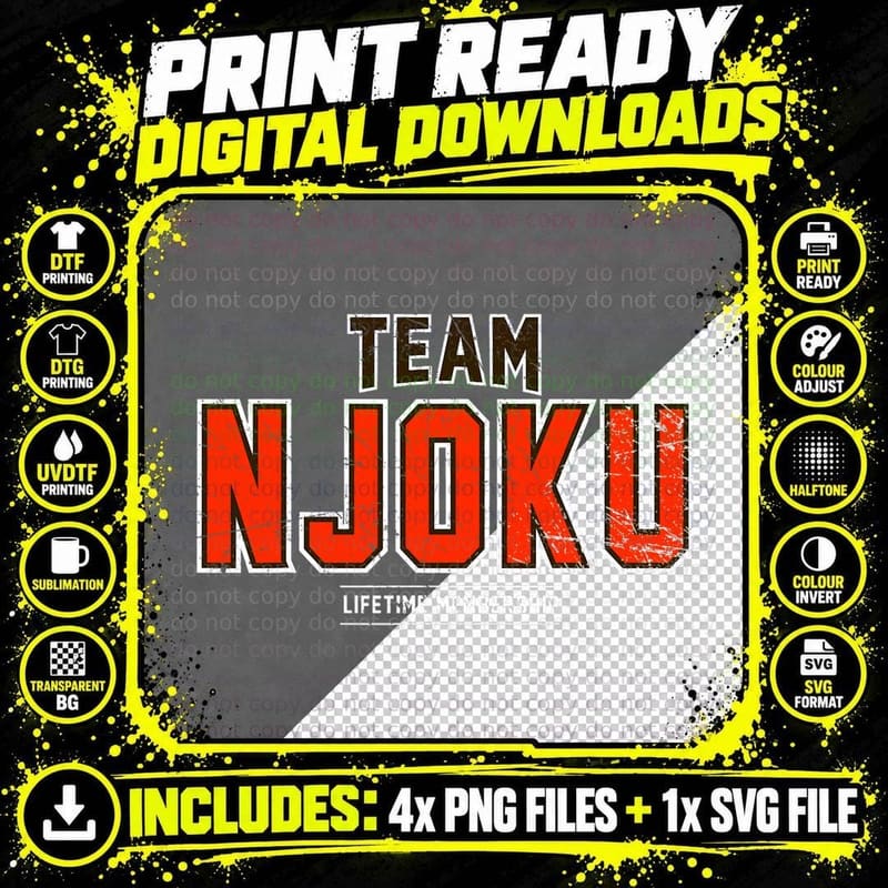 Distressed Team Njoku Proud Family Last Name Surname Png SVG Digital Bundle