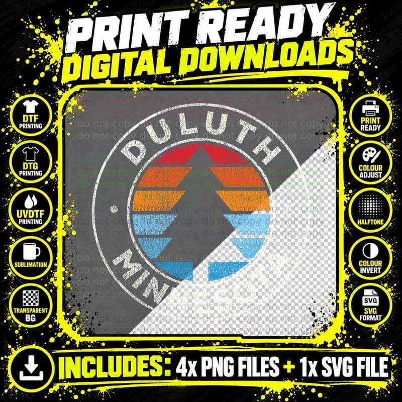 Duluth Minnesota Mn Vintage Graphic Retro 70s Png SVG Digital Bundle