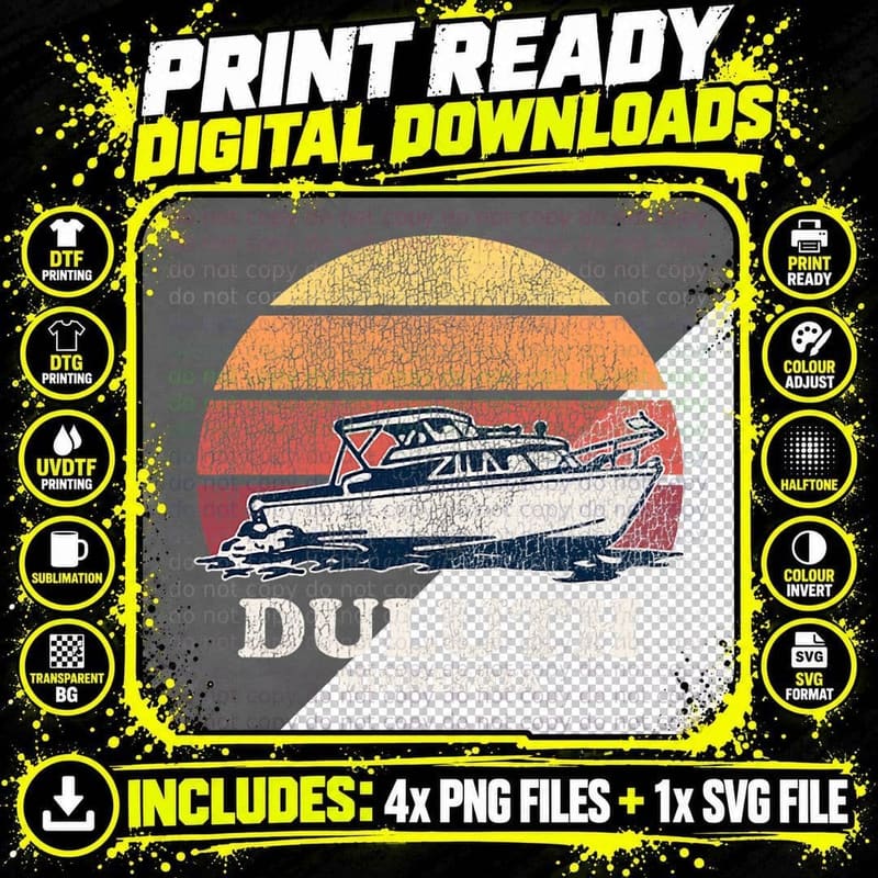 Duluth Mn Vintage Boating 70s Retro Boat Design Png SVG Digital Bundle