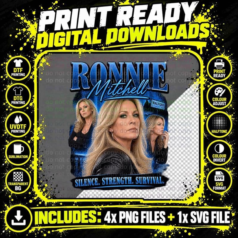 Eastenders Ronnie Mitchell Vintage Retro Distressed Png SVG Digital Bundle
