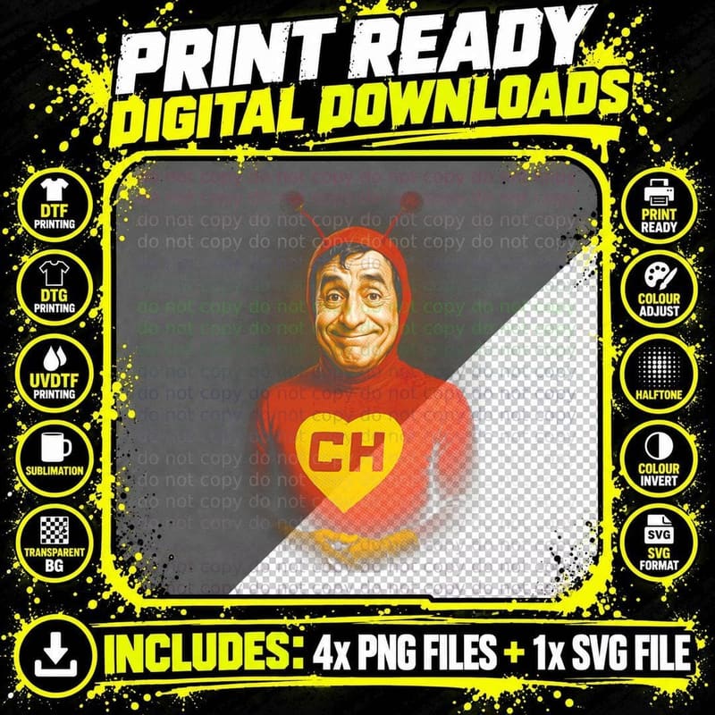 El Chapulin Colorado T-Shirt, Halftone Retro TV Portrait Png SVG Digital Bundle