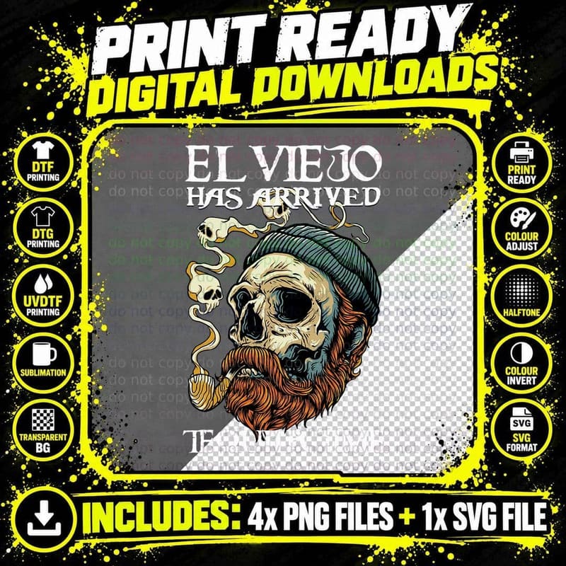 El Viejo Has Arrived Tequila Time Vintage Png SVG Digital Bundle